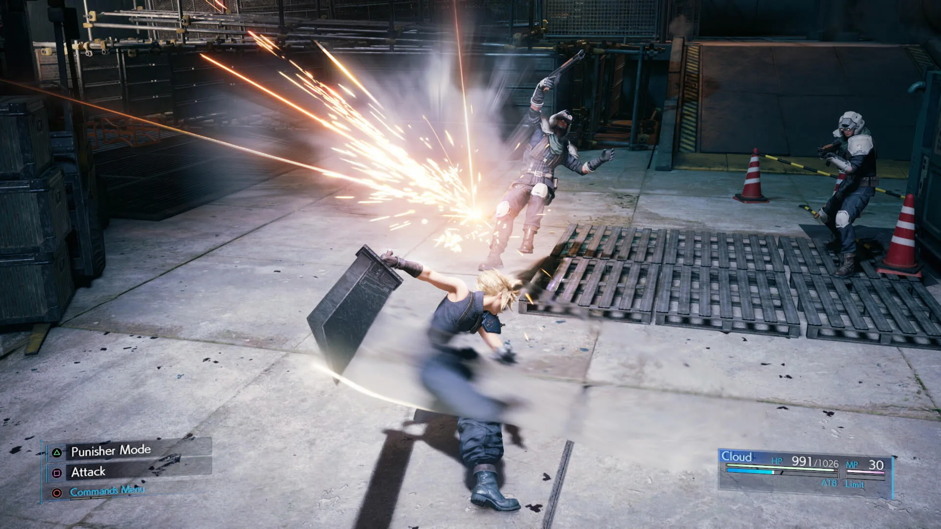 『FINAL FANTASY VII REMAKE』のバトル画面