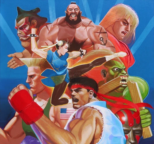 『ストリートファイターII』の主要キャラクターが並ぶ公式ビジュアル
