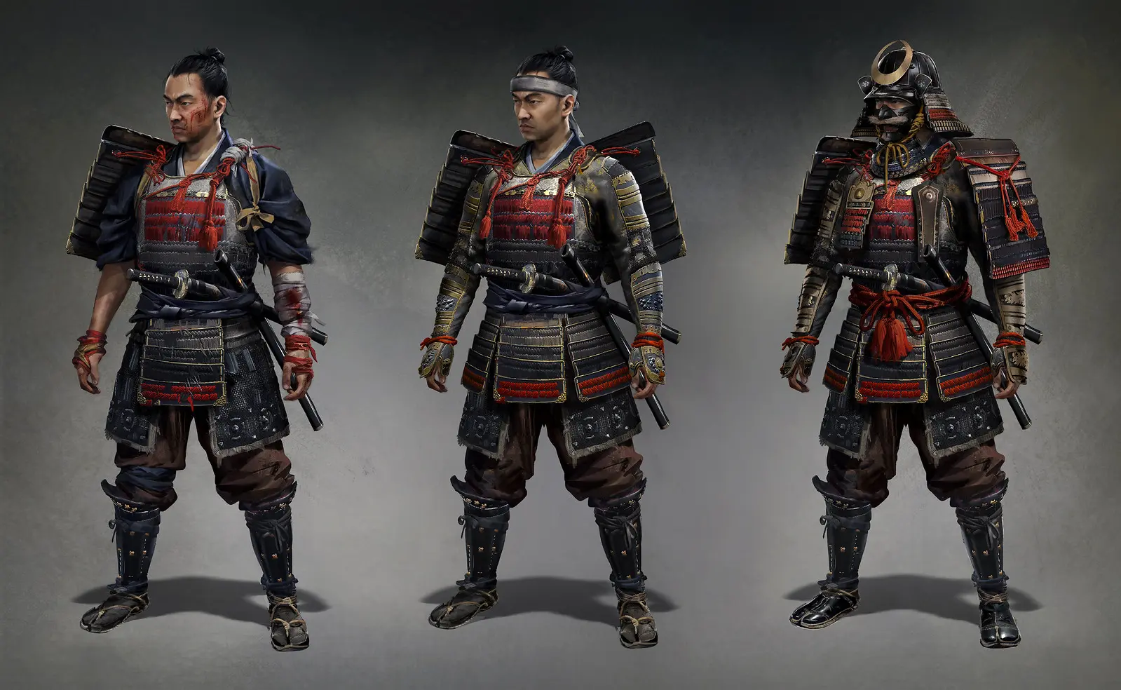 『Ghost of Tsushima』の主人公の甲冑デザインを示すコンセプトアート