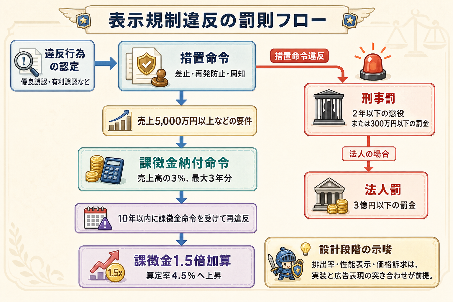 表示規制違反の罰則フロー