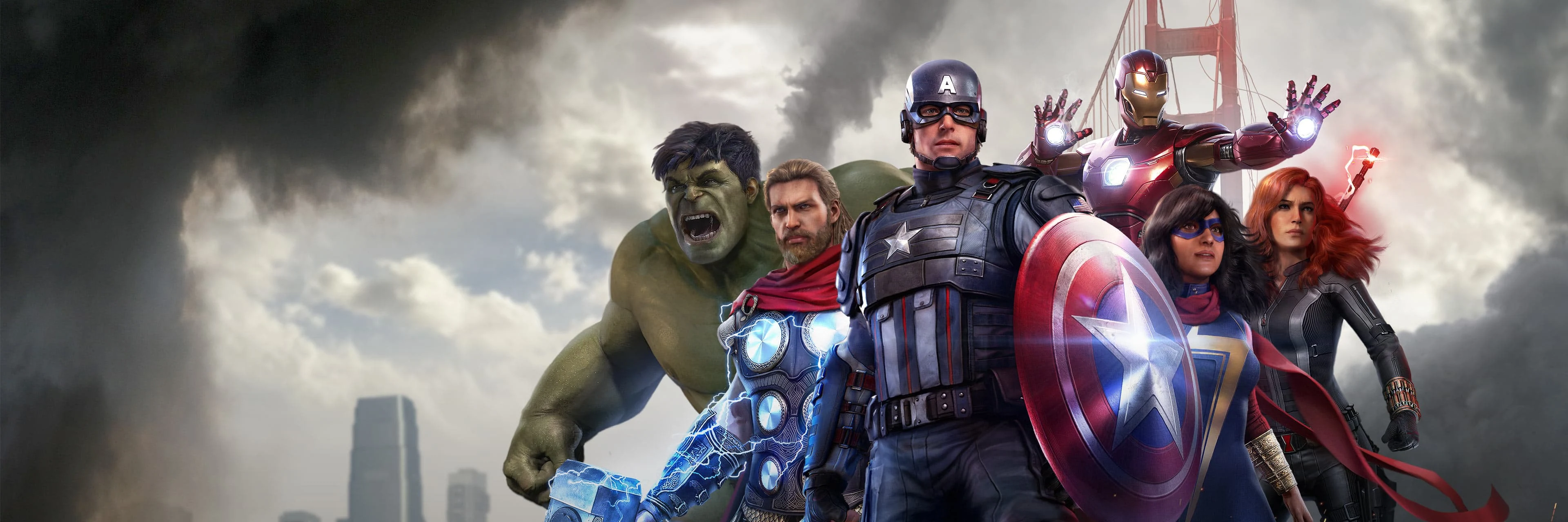 『Marvel's Avengers』のオリジナルデザインによるキャプテン・アメリカ、アイアンマン、ハルク、ブラック・ウィドウ、ソー、カマラ・カーン