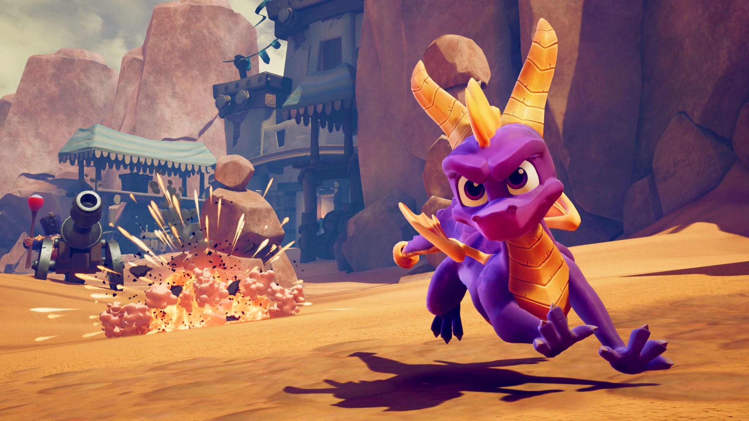 『Spyro Reignited Trilogy』でスパイロが前方へ走るゲーム画面