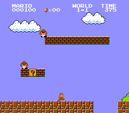 Super Mario Bros. World 1-1 start screen