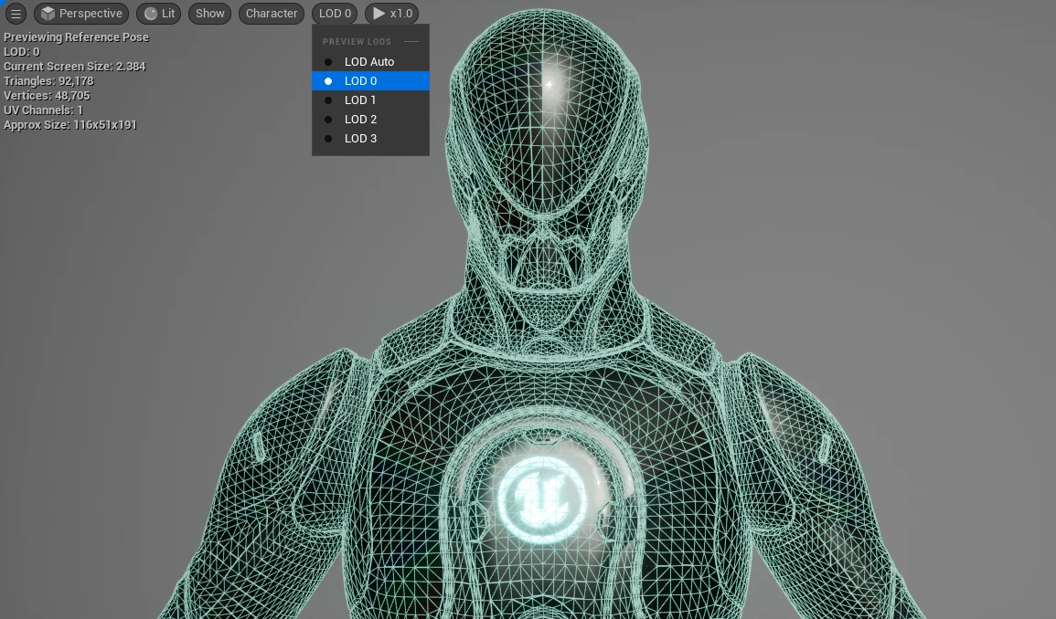 Unreal EngineのMannequin LOD 0