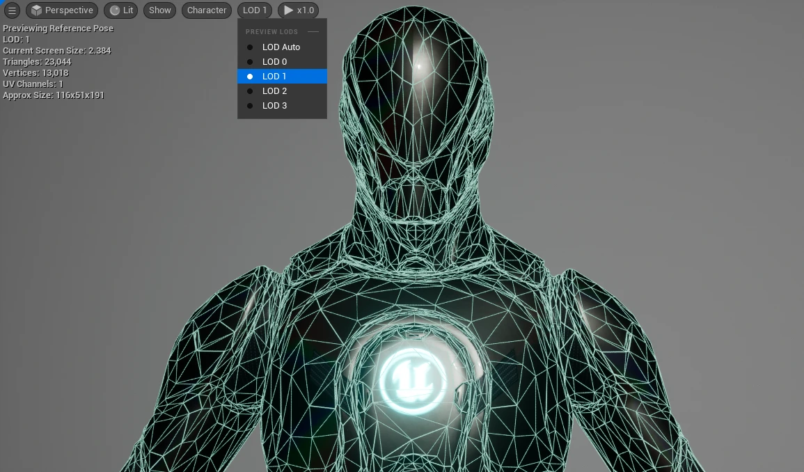 Unreal EngineのMannequin LOD 1