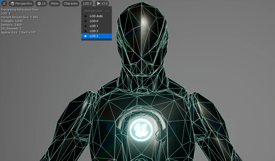 Unreal EngineのMannequin LOD 3