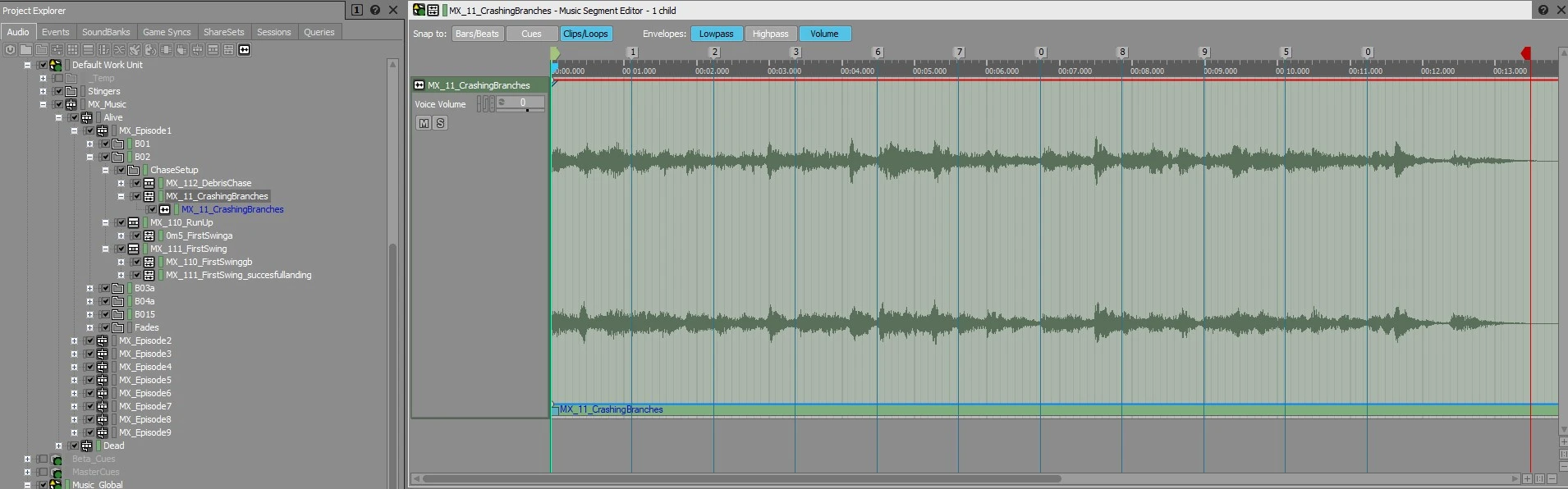 Wwise Music Segment Editorの画面