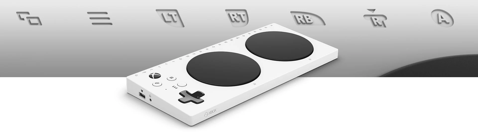 大型の2つのボタンを備えたXbox Adaptive Controller